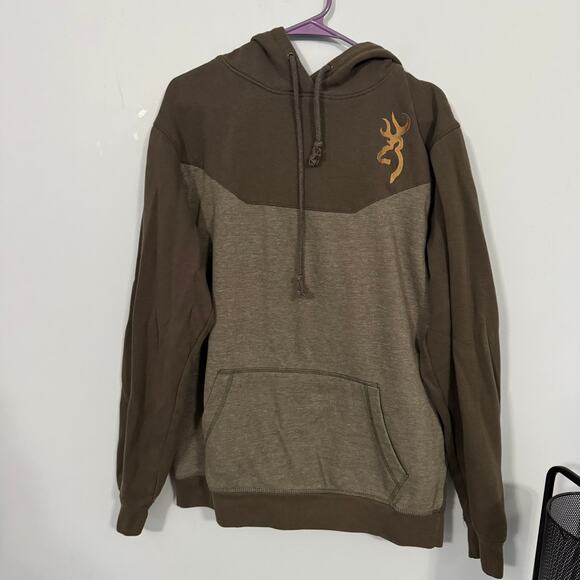 Browning Deer Logo Pullover Hoodie Sweatshirt Mens Size Large Hunting Sportswear - Picture 1 of 9
